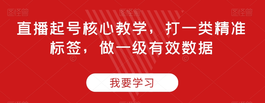 直播起号核心教学，打一类精准标签，做一级有效数据-网创资源社