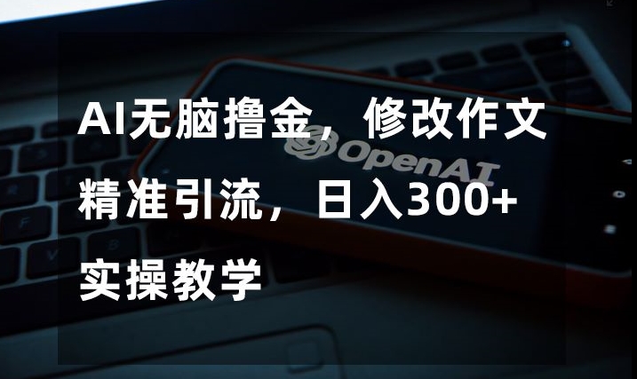 AI无脑撸金，修改作文精准引流，日入300+，实操教学【揭秘】-网创资源社