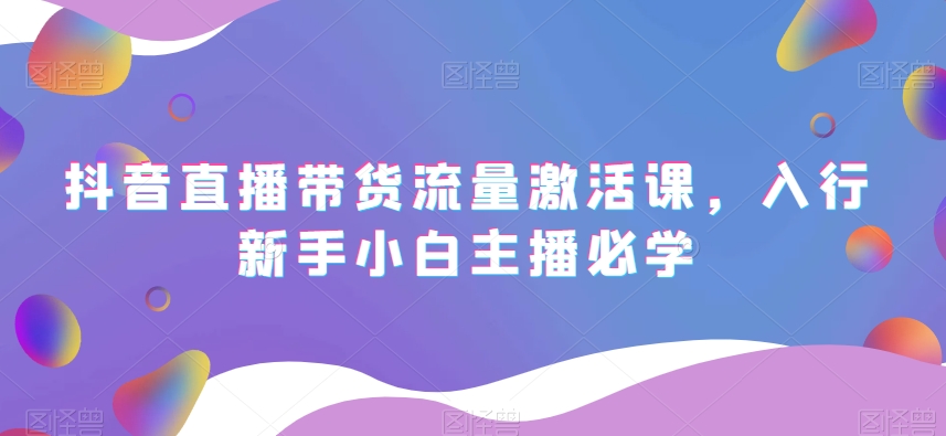 抖音直播带货流量激活课，入行新手小白主播必学-网创资源社