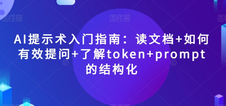 AI提示术入门指南：读文档+如何有效提问+了解token+prompt的结构化【揭秘】-网创资源社