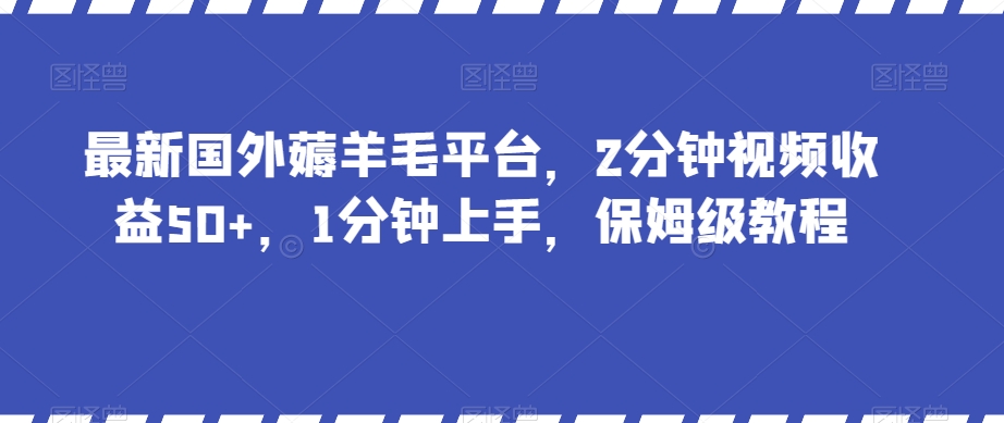 最新国外薅羊毛平台，2分钟视频收益50+，1分钟上手，保姆级教程【揭秘】-网创资源社