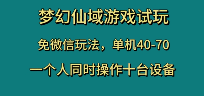 梦幻仙域游戏试玩，免微信玩法，单机40-70，一个人同时操作十台设备【揭秘】-网创资源社