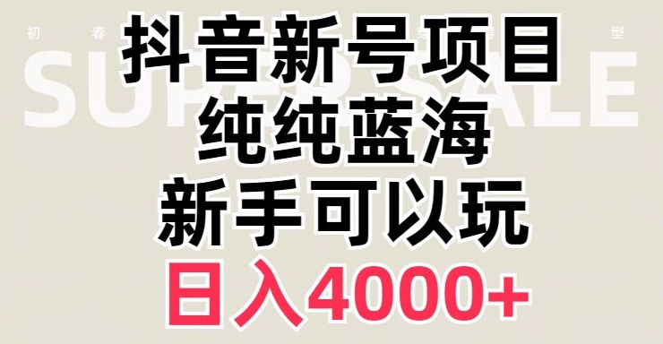 抖音蓝海赛道，必须是新账号，日入4000+【揭秘】-网创资源社