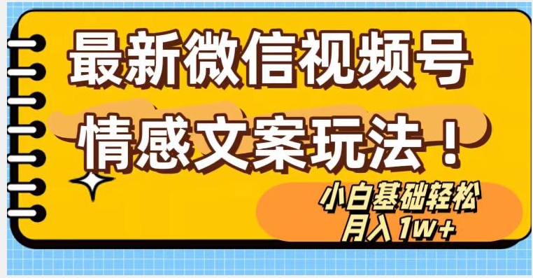 微信视频号情感文案最新玩法，小白轻松月入1万+无脑搬运【揭秘】-网创资源社