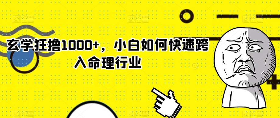 玄学狂撸1000+，小白如何快速跨入命理行业【揭秘】-网创资源社