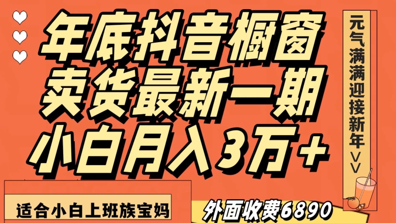 外面收费6890元年底抖音橱窗卖货最新一期，小白月入3万，适合小白上班族宝妈【揭秘】-网创资源社