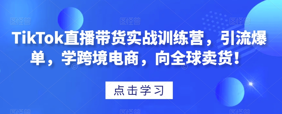 TikTok直播带货实战训练营，引流爆单，学跨境电商，向全球卖货！-网创资源社