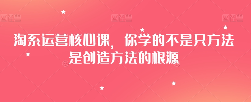 淘系运营核心课，你学的不是只方法是创造方法的根源-网创资源社