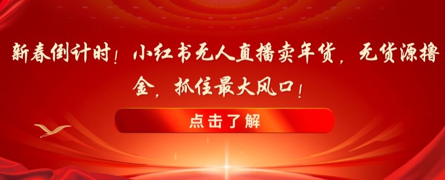 新春倒计时！小红书无人直播卖年货，无货源撸金，抓住最大风口【揭秘】-网创资源社