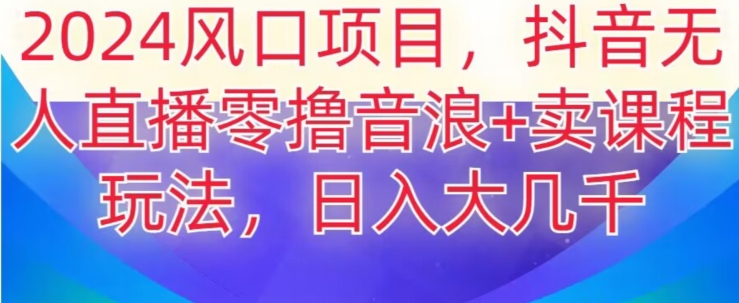 2024风口项目，抖音无人主播撸音浪+卖课程玩法，日入大几千【揭秘】-网创资源社