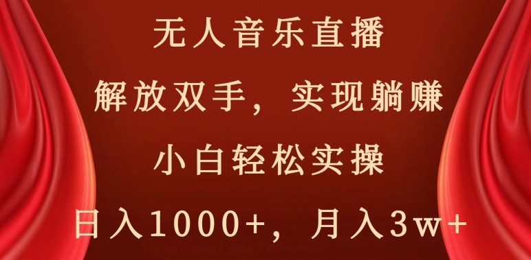 无人音乐直播，解放双手，实现躺赚，小白轻松实操，日入1000+，月入3w+【揭秘】-网创资源社