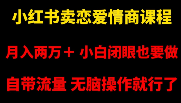 小红书卖恋爱情商课程，月入两万＋，小白闭眼也要做，自带流量，无脑操作就行了【揭秘】-网创资源社