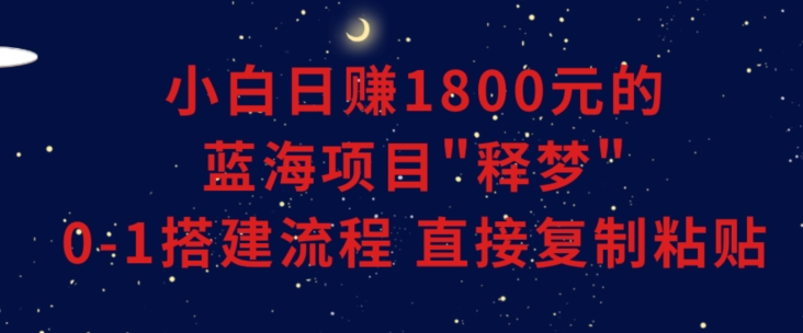 小白能日赚1800元的蓝海项目”释梦”0-1搭建流程可直接复制粘贴长期做【揭秘】-网创资源社