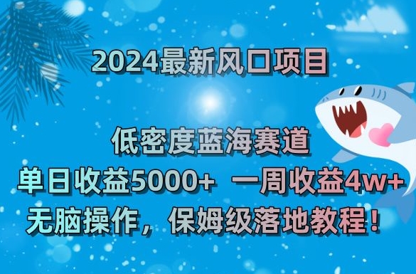 2024最新风口项目，低密度蓝海赛道，单日收益5000+，一周收益4w+！【揭秘】-网创资源社