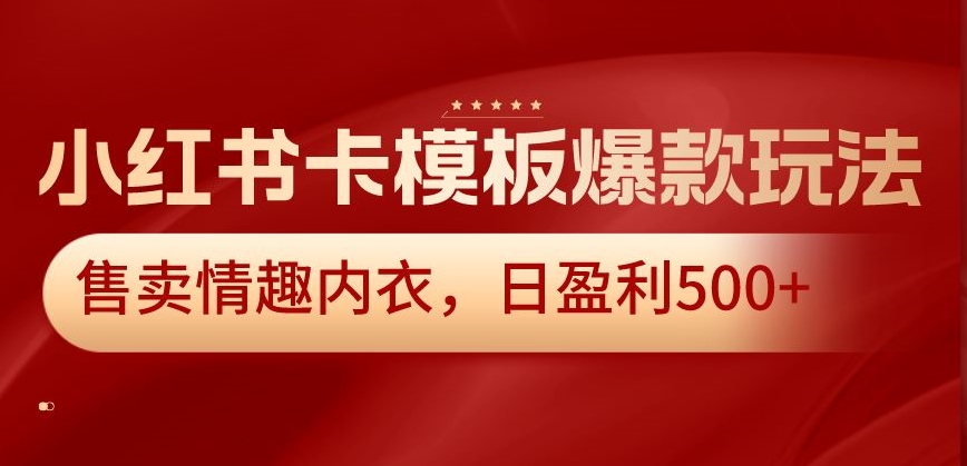 小红书卡模板爆款玩法，售卖情趣内衣，日盈利500+【揭秘】-网创资源社