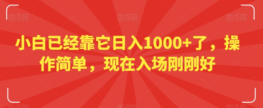 小白已经靠它日入1000+了，操作简单，现在入场刚刚好【揭秘】-网创资源社