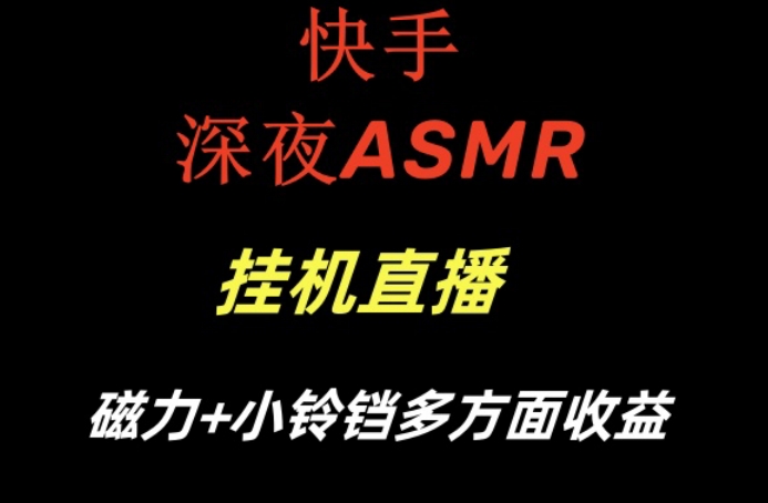 快手深夜ASMR挂机直播，磁力+小铃铛收益（附带工具和5G素材）【揭秘】-网创资源社