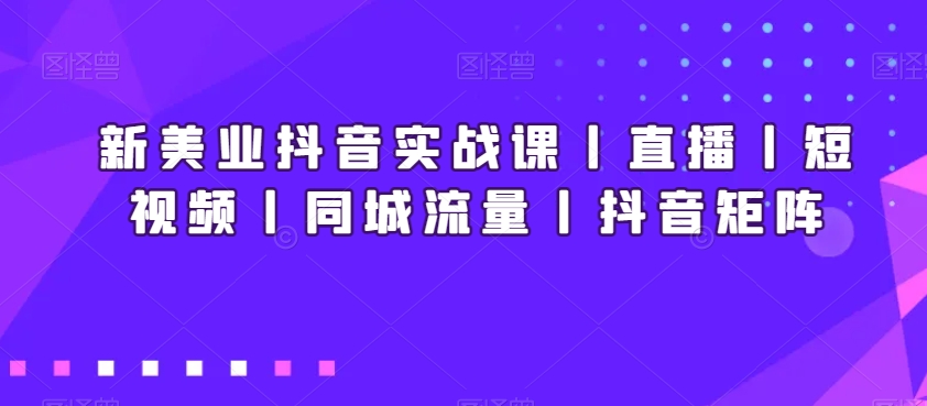 新美业抖音实战课丨直播丨短视频丨同城流量丨抖音矩阵-网创资源社