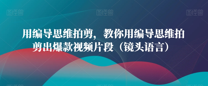 用编导思维拍剪，教你用编导思维拍剪出爆款视频片段（镜头语言）-网创资源社