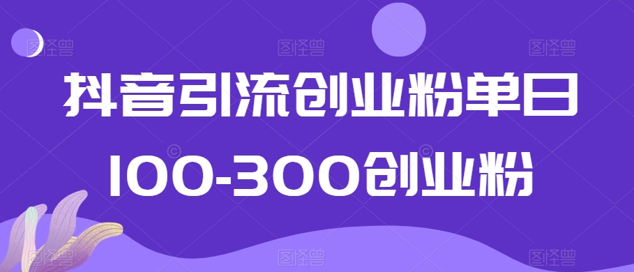 抖音引流创业粉单日100-300创业粉【揭秘】-网创资源社