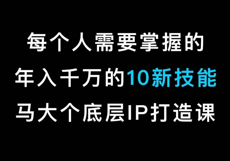 马大个的IP底层逻辑课，​每个人需要掌握的年入千万的10新技能，约会底层IP打造方法！-网创资源社