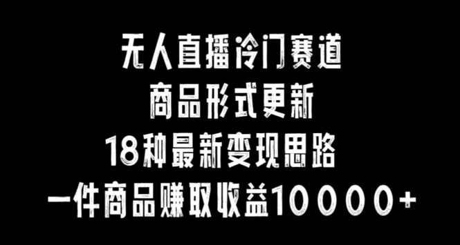 无人直播冷门赛道，商品形式更新，18种变现思路，一件商品赚取收益10000+【揭秘】-网创资源社