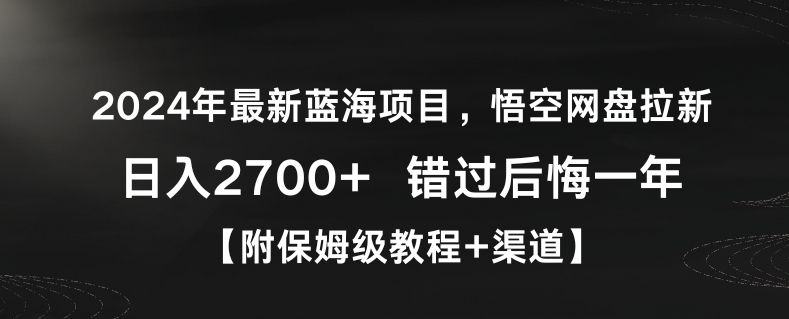 2024年最新蓝海项目，悟空网盘拉新，日入2700+错过后悔一年【附保姆级教程+渠道】【揭秘】-网创资源社