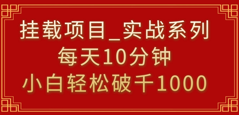 挂载项目，小白轻松破1000，每天10分钟，实战系列保姆级教程【揭秘】-网创资源社