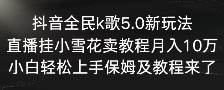 抖音全民k歌5.0新玩法，直播挂小雪花卖教程月入10万，小白轻松上手，保姆及教程来了【揭秘】-网创资源社