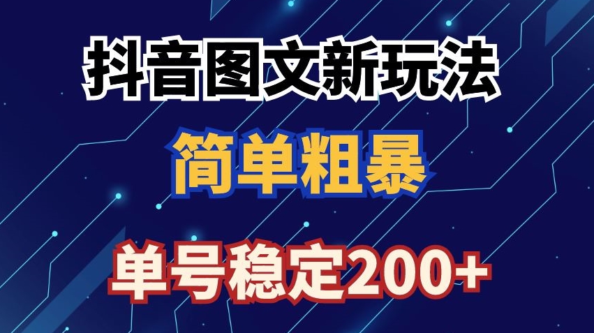 抖音图文流量变现，抖音图文新玩法，日入200+【揭秘】-网创资源社