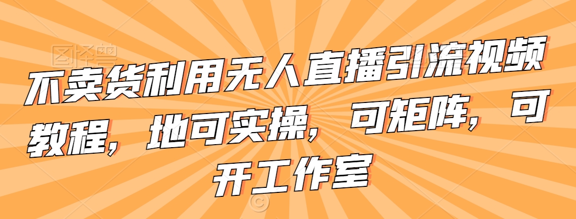 不卖货利用无人直播引流视频教程，地可实操，可矩阵，可开工作室【揭秘】-网创资源社