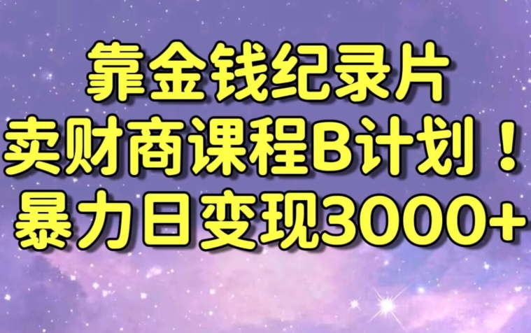 财经纪录片联合财商课程的变现策略，暴力日变现3000+，喂饭级别教学【揭秘】-网创资源社