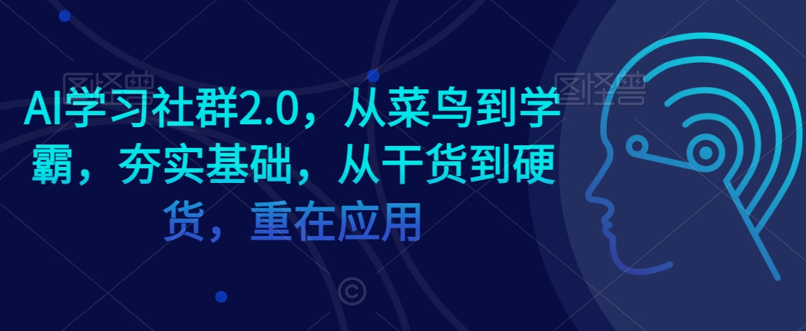 AI学习社群2.0，从菜鸟到学霸，夯实基础，从干货到硬货，重在应用-网创资源社