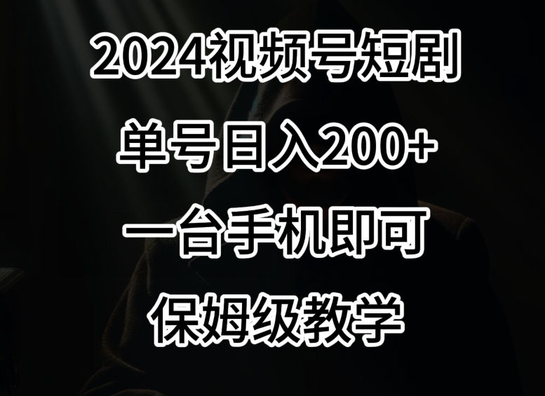 2024风口，视频号短剧，单号日入200+，一台手机即可操作，保姆级教学【揭秘】-网创资源社