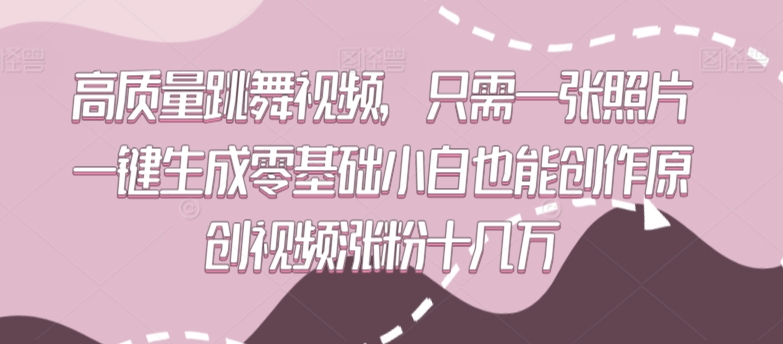 高质量跳舞视频，只需一张照片一键生成零基础小白也能创作原创视频涨粉十几万【揭秘】-网创资源社