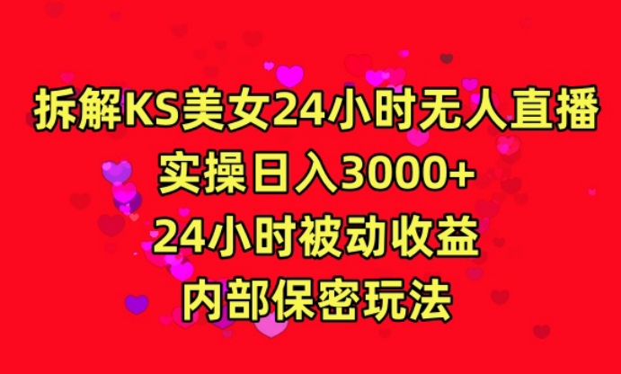 利用快手24小时无人美女直播，实操日入3000，24小时被动收益，内部保密玩法【揭秘】-网创资源社