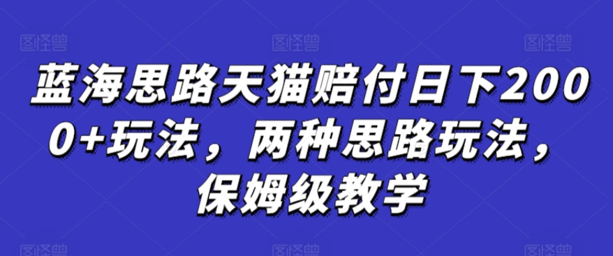 蓝海思路天猫赔付日下2000+玩法，两种思路玩法，保姆级教学【仅揭秘】-网创资源社