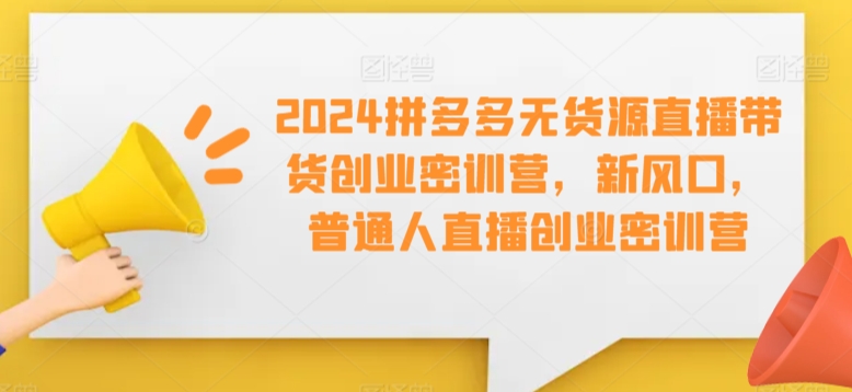 2024拼多多无货源直播带货创业密训营，新风口，普通人直播创业密训营-网创资源社