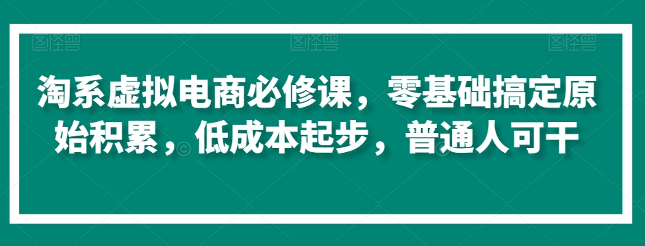 淘系虚拟电商必修课，零基础搞定原始积累，低成本起步，普通人可干-网创资源社