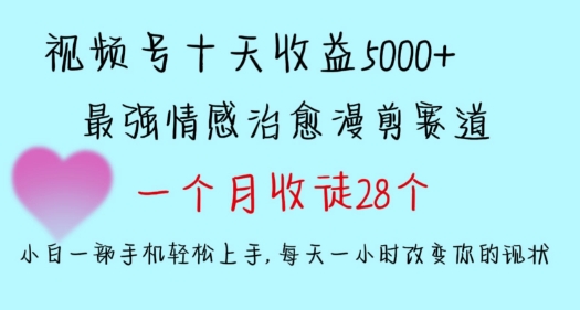 十天收益5000+，多平台捞金，视频号情感治愈漫剪，一个月收徒28个，小白一部手机轻松上手【揭秘】-网创资源社