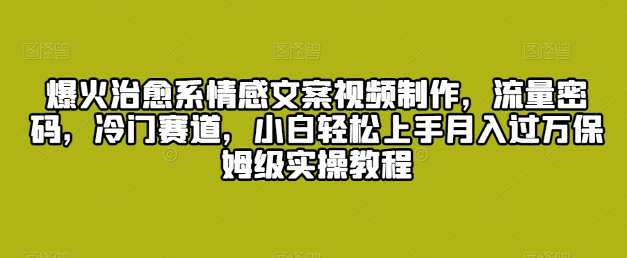 爆火治愈系情感文案视频制作，流量密码，冷门赛道，小白轻松上手月入过万保姆级实操教程【揭秘】-网创资源社