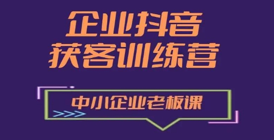 企业抖音营销获客增长训练营，中小企业老板必修课-网创资源社