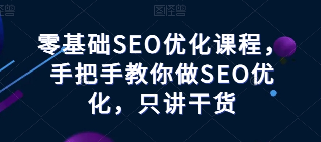 零基础SEO优化课程，手把手教你做SEO优化，只讲干货-网创资源社