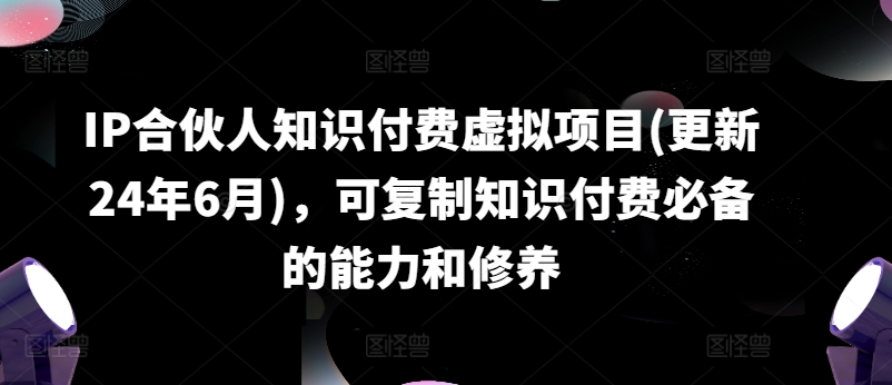 IP合伙人知识付费虚拟项目(更新24年6月)，可复制知识付费必备的能力和修养-网创资源社