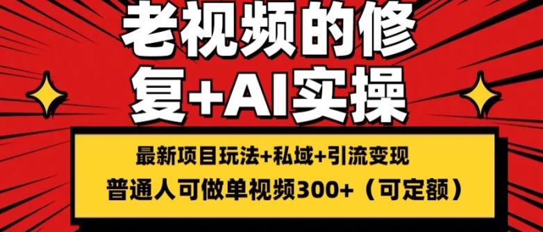 修复老视频的玩法，搬砖+引流的变现(可持久)，单条收益300+【揭秘】-网创资源社