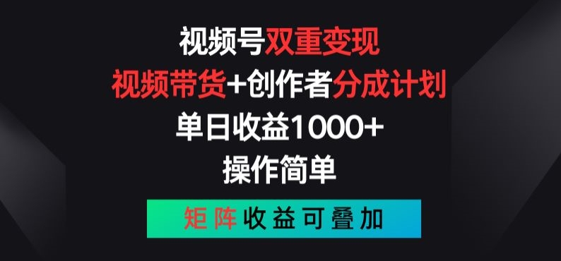 视频号双重变现，视频带货+创作者分成计划 , 操作简单，矩阵收益叠加【揭秘】-网创资源社