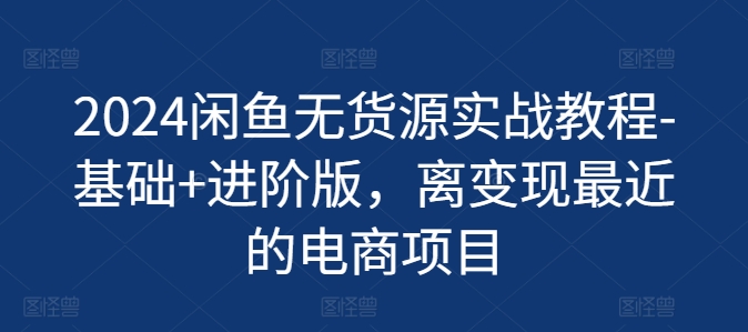 2024闲鱼无货源实战教程-基础+进阶版，离变现最近的电商项目-网创资源社