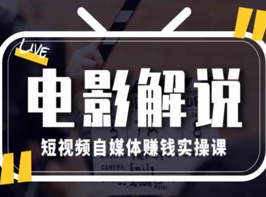 电影解说短视频自媒体赚钱实操课，教你做电影解说短视频，月赚1万-网创资源社