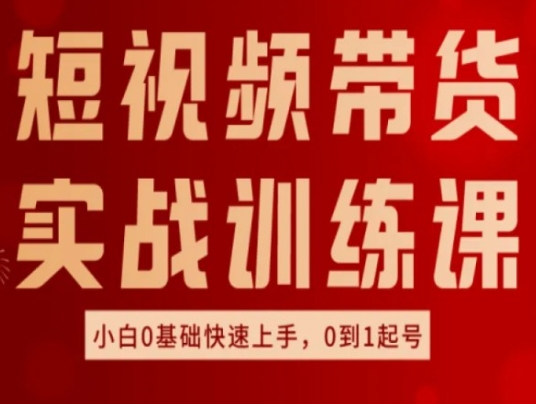 短视频带货实战训练课，好物分享实操，小白0基础快速上手，0到1起号-网创资源社