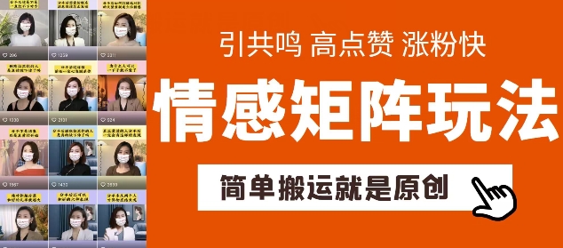 简单搬运，情感矩阵玩法，涨粉速度快，可带货，可起号【揭秘】-网创资源社